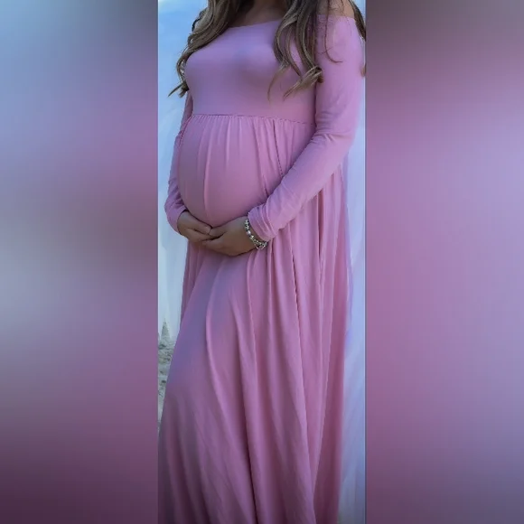 chinese dress ladies AISWI Maternity Tie Front Dress A Line Long Sleeve V Neck Flowy Pregnancy  Maxi Dresses for Baby Shower Casual 2025 Fall, Dusty Pink, Small at Amazon  Women's Clothing store main image 0